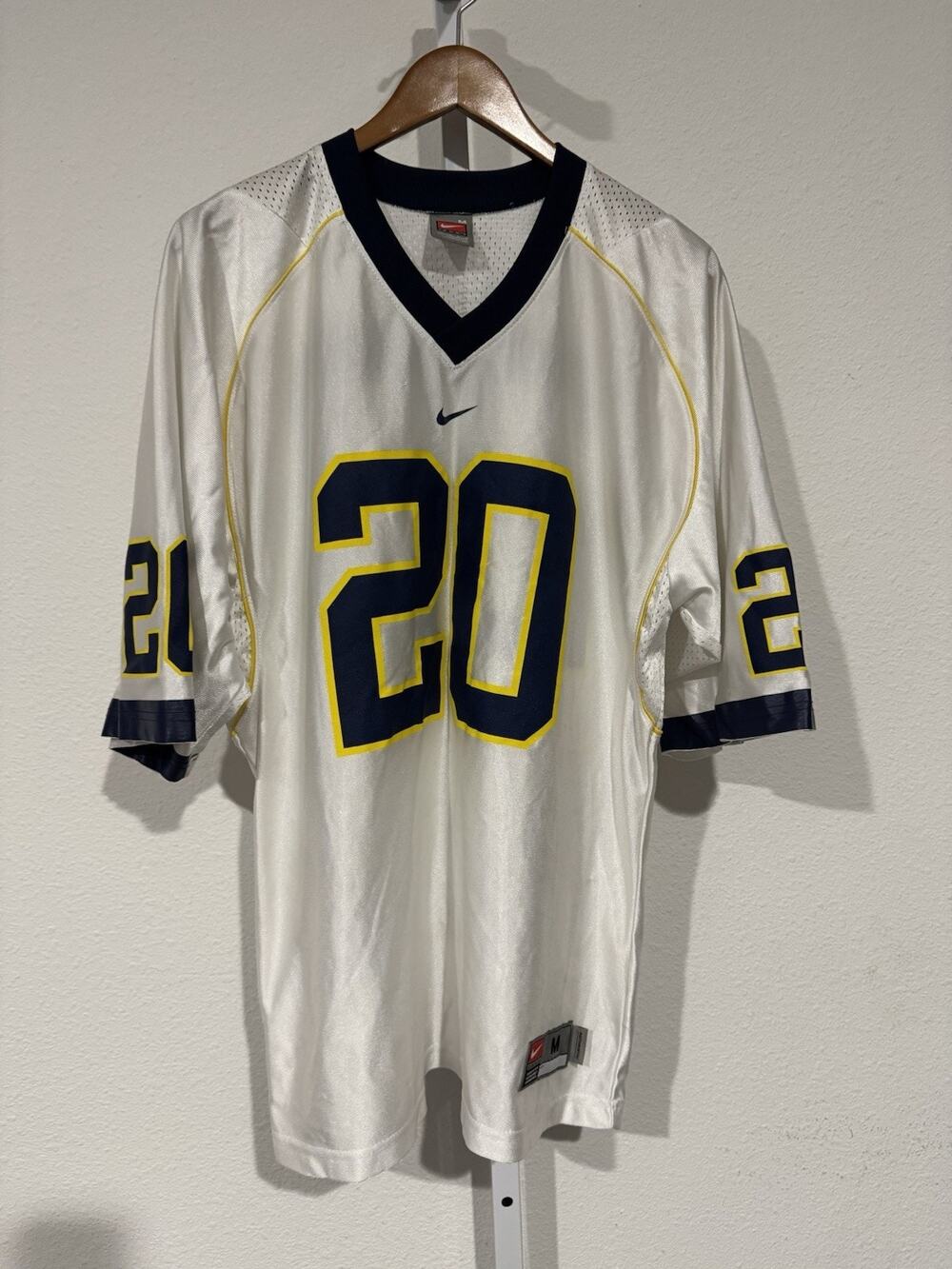 Vtg Nike White Michigan Wolverines #20 Football Jersey Men’s M